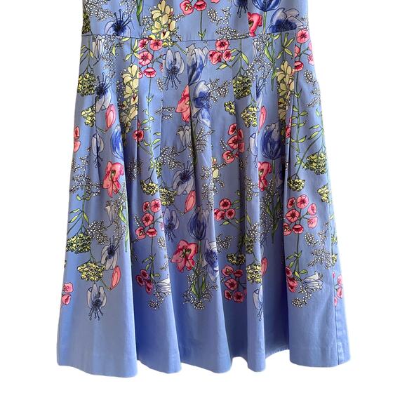 TALBOTS 6P Dress Floral Scalloped Neckline Blue Fit and Flare - Picture 7 of 15